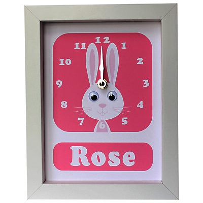Stripey Cats Personalised Rhonda Rabbit Framed Clock, 23 x 18cm Pink